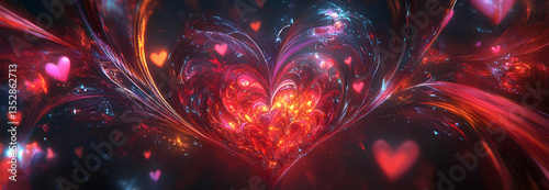 Valentine background with hearts, generative AI