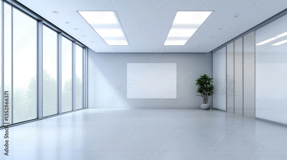 Fototapeta premium Modern Minimalist Office Space: Spacious, Bright, and Ready for Business