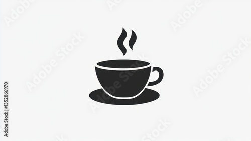 Steaming cup of coffee or tea icon on a saucer