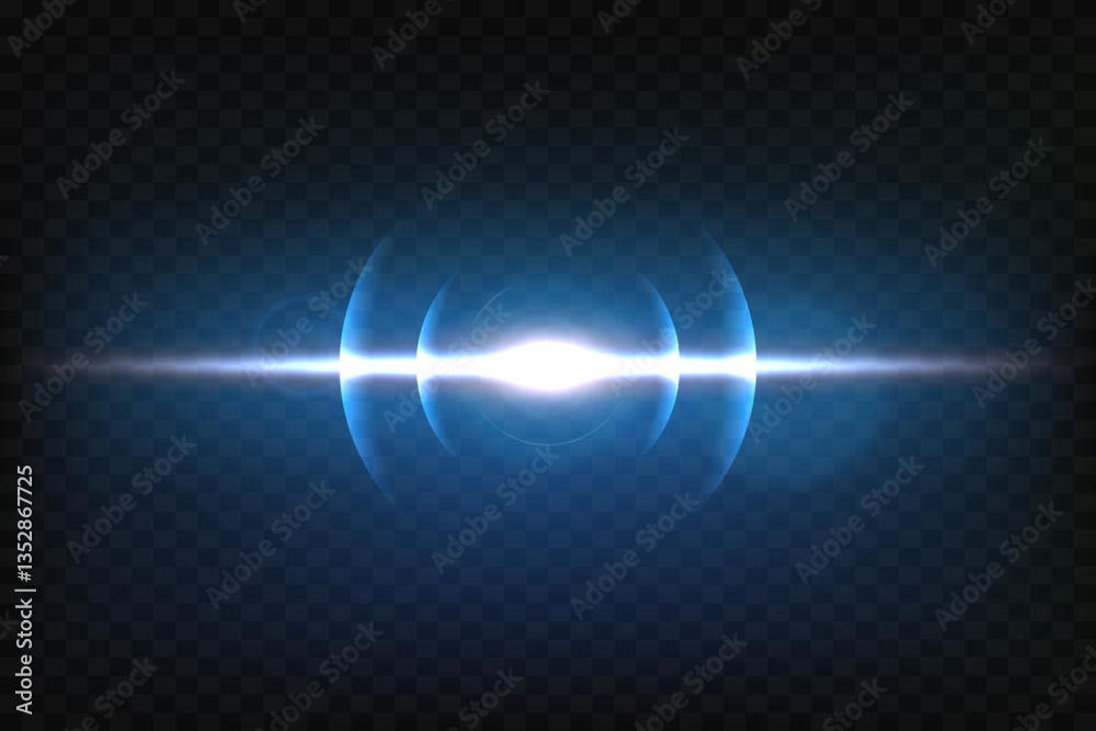 Naklejka premium Shining blue star. Light effect.Blue rays with glare, vector illustration.On a transparent background.