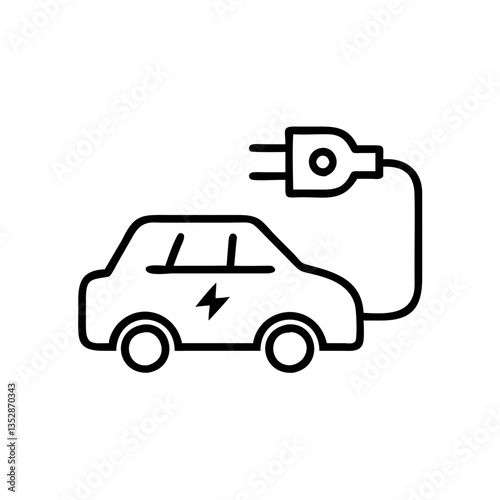 Electric car charging icon in minimalist design  