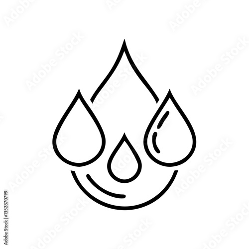Water Droplets Icon in Minimalist Style on White Background  