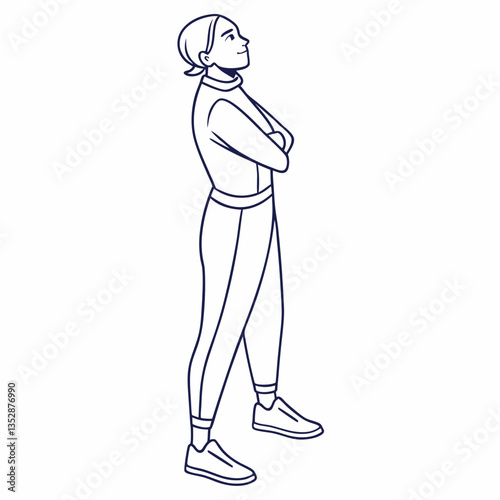 A minimalistic vector illustration of a simple humanoid figure standing upright with arms at its sides