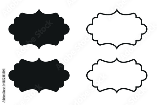 black color and ouline stroke badge frame border vector illustration design