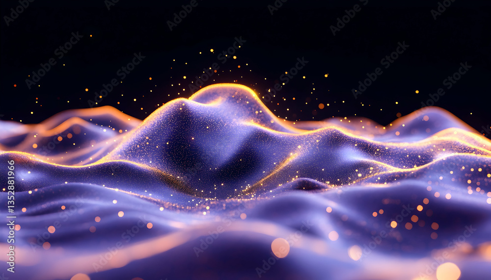 Fototapeta premium Abstract digital landscape of glowing particles