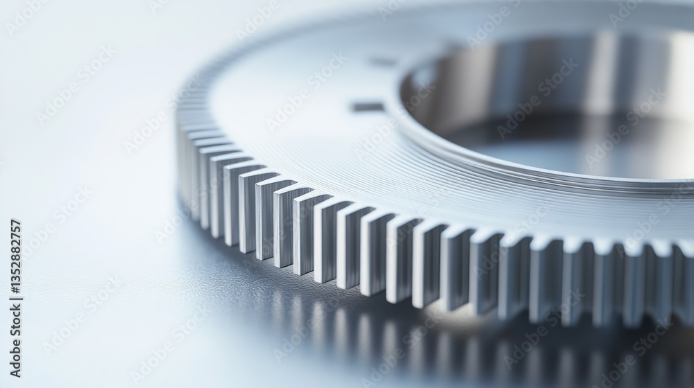 Precision Engineering CloseUp of a Metallic Gear with Fine Teeth and Reflective Surface for I Precision Engineering CloseUp of a Metallic Gear with Fine Teeth and Reflective Surface for I