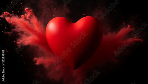 red heart on black background