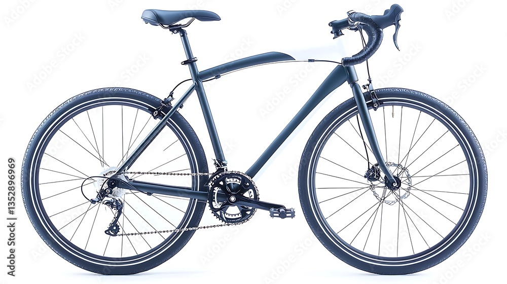 Fototapeta premium Sleek blue and white road bike with drop handlebars against white backdrop