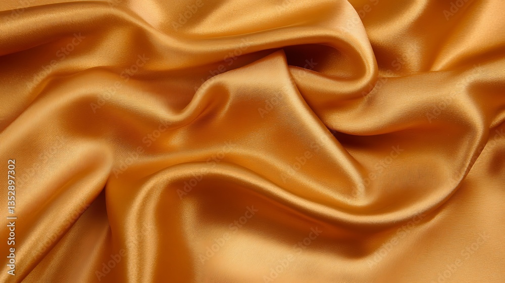 Fototapeta premium Beautiful golden colored silk cloth with elegant folds displayed