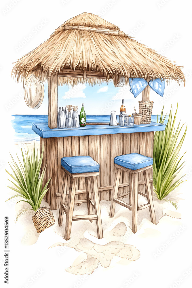 Fototapeta premium Beach Bar Hut, Seaside Drinks