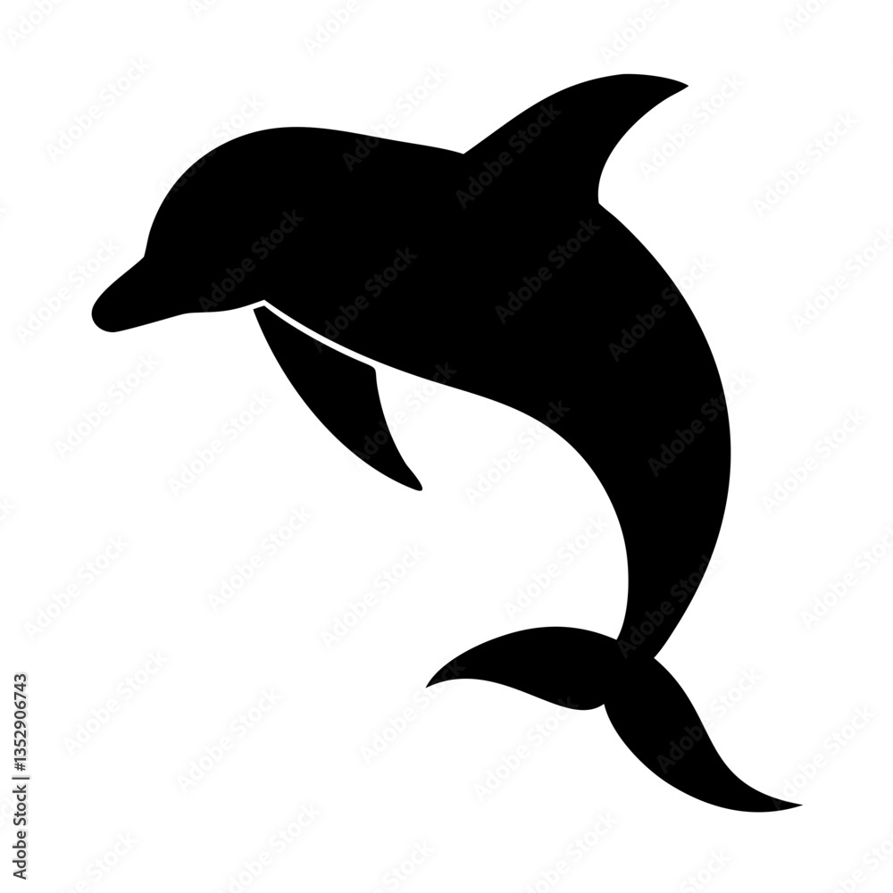Obraz premium black dolphin silhouette for logos, marine illustrations, and aquatic-themed projects 