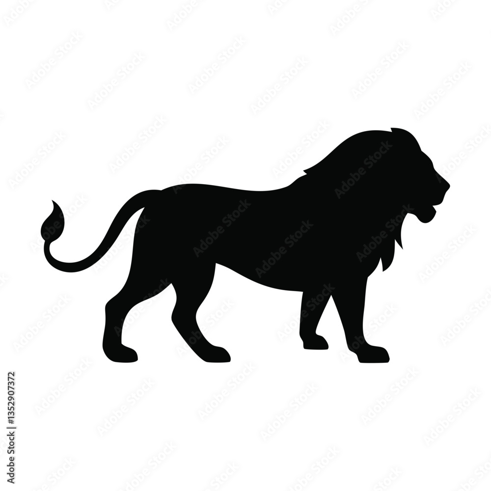 Obraz premium black lion silhouette vector illustration for wildlife branding, majestic animal designs, and creative art projects 