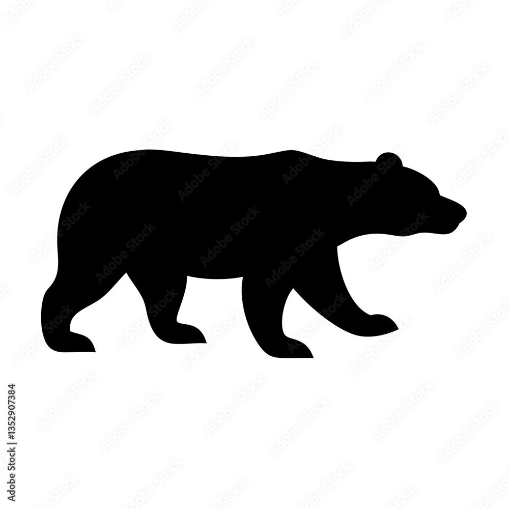 Obraz premium black walking bear silhouette vector illustration for wildlife designs, nature branding, and creative forest projects 