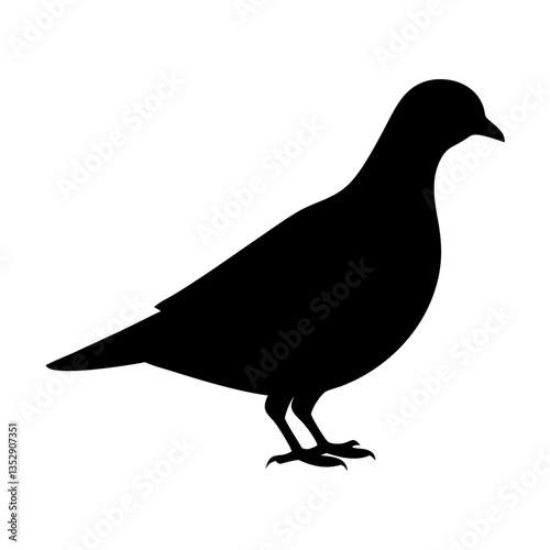 black standing pigeon silhouette vector for urban wildlife art, graphic designs, and creative branding projects

