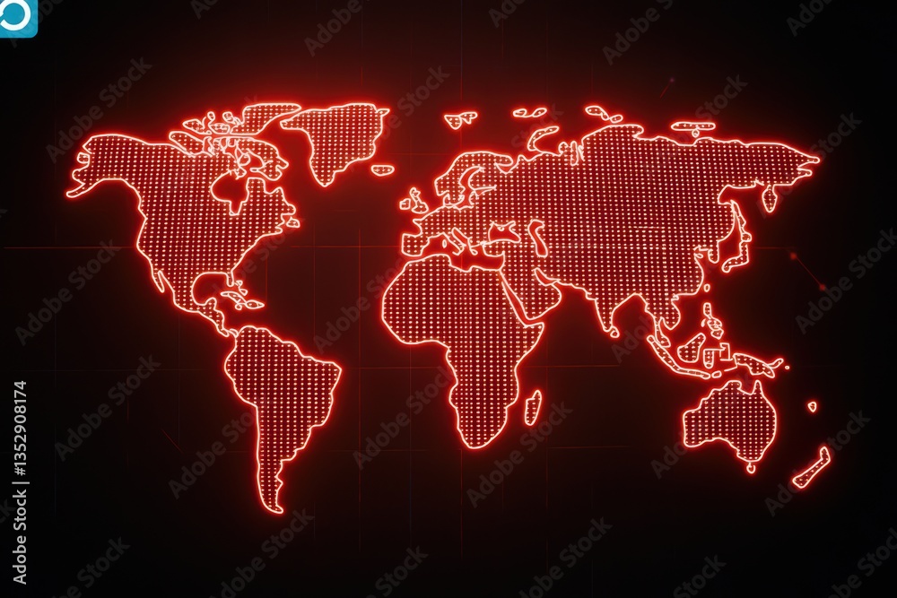 Obraz premium Red dot world map digital visualization graphic