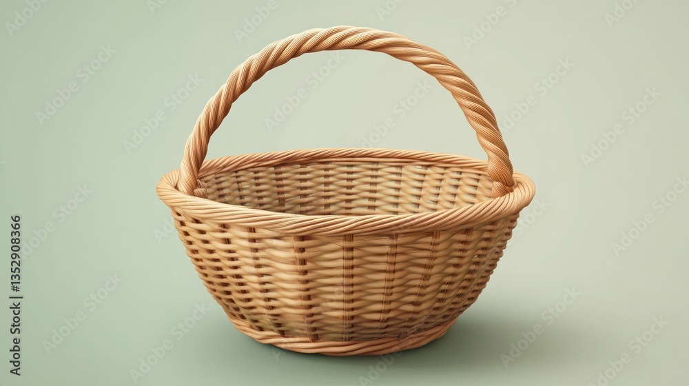 Obraz premium Woven Basket with Twisted Handle Perfect for Storage Decoration and Everyday Use