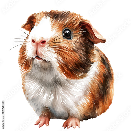 Guinea Pig, watercolor illustration, isolated on a white background.