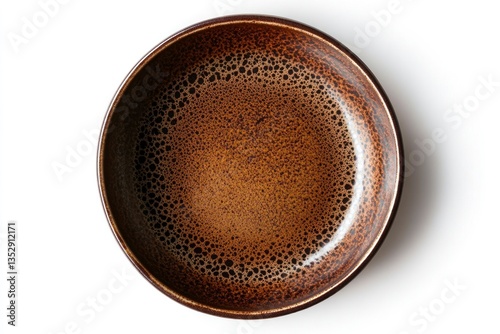 Isolated Brown Ceramic Bowl with Speckled Pattern on White Background