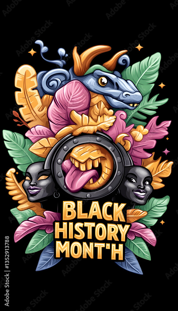 Fototapeta premium Black History Month Art, Tropical Theme