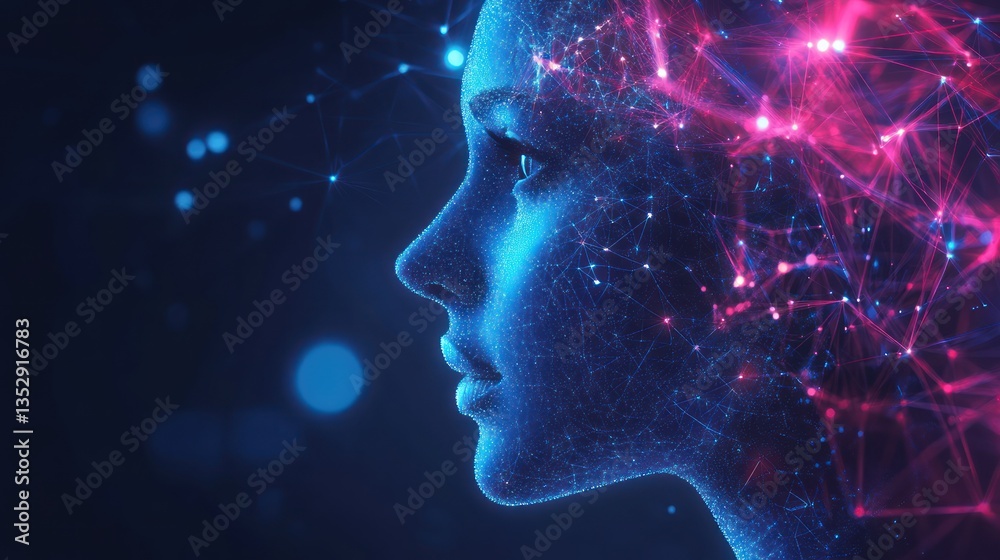 AI Woman Profile, Network, Digital, Future, Abstract, Glow, Background, Technology, Concept AI Woman Profile, Network, Digital, Future, Abstract, Glow, Background, Technology, Concept