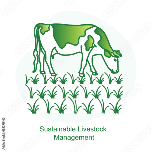 Sustainable Livestock Management Icon – A Cow and Grass Symbolizing Eco-friendly Animal Farming