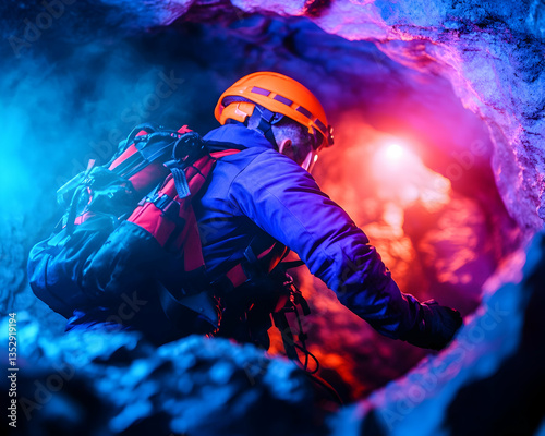 Cave Explorer, Night Adventure, Rocky Terrain