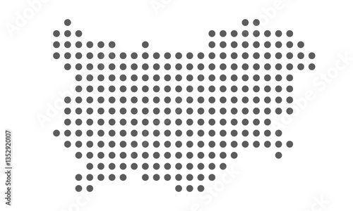 Vector dotted map of Bulgaria isolated on white background, easy to edit.