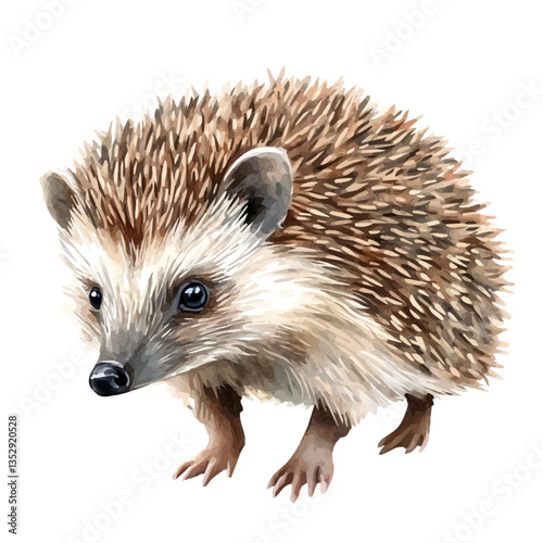watercolor of Hedgehog, isolated on a white background.