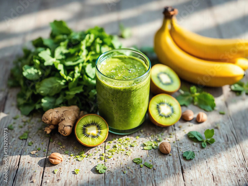 Grüner Smoothie mit Kiwi & Banane