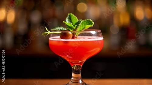 Aromatic Red Cocktail in a Coupe Glass