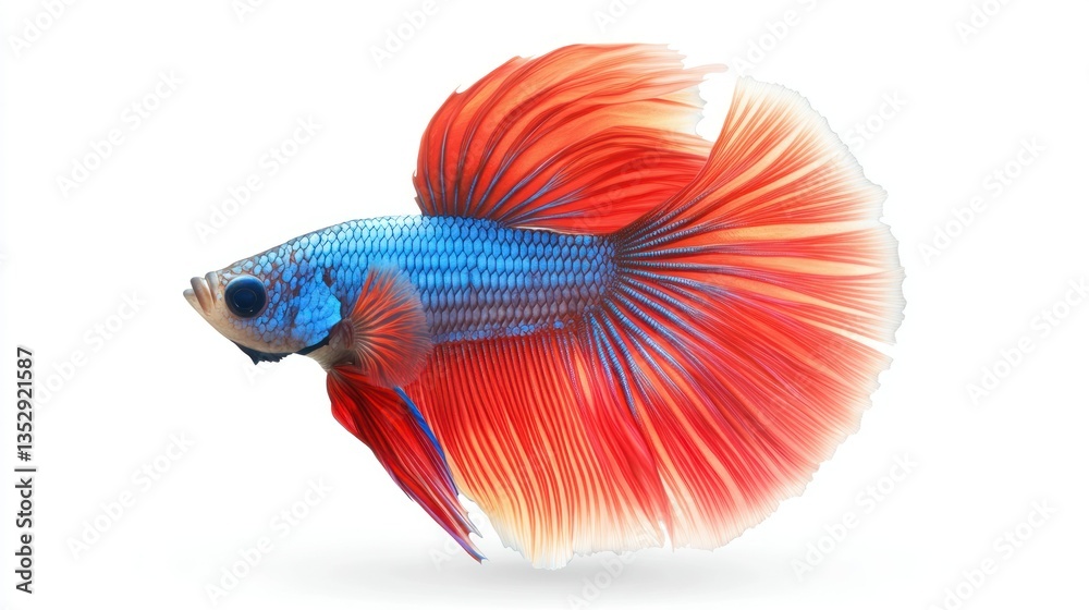 Fototapeta premium Vibrant Aquarium Fish with Stunning Red and Blue Fins Ideal for Nature and Aquatic Themes