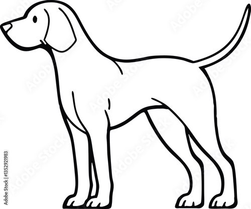 Simple Line Drawing of a Hunting Dog