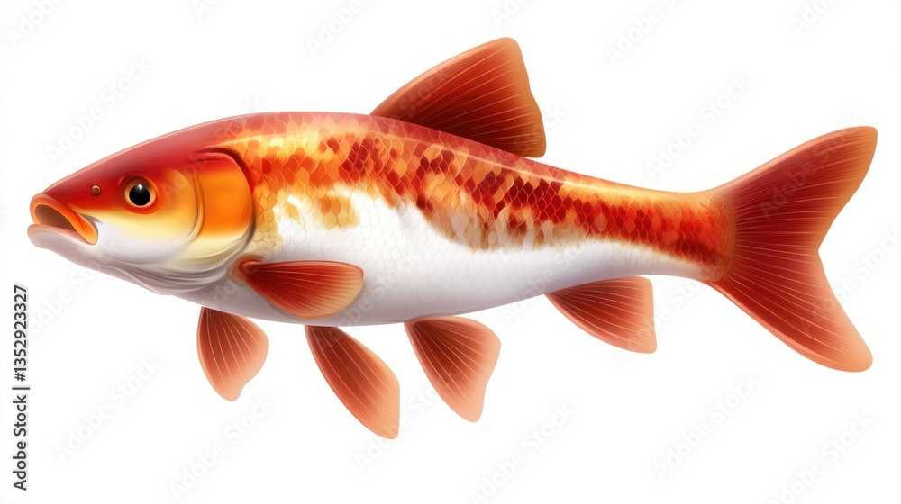 Obraz premium Vibrant Orange and White Fish with Detailed Scales Perfect for Nature Aquarium and Wildlife