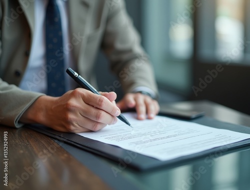Realistic image of a man reviewing a visa application, perfect for travel preparation photos.