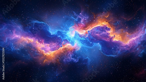 Obraz na płótnie Cosmic nebula with vibrant blue, purple, and orange hues. w salonie