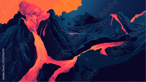 Lava Flowing from an Active Volcano