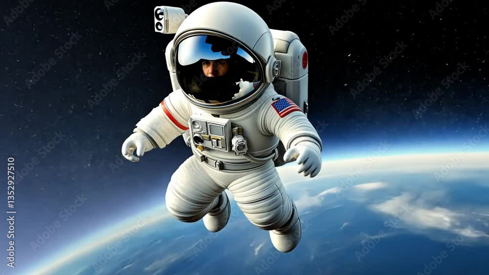 Astronaut floating in space, with Earth visible in the background, exploring the cosmos