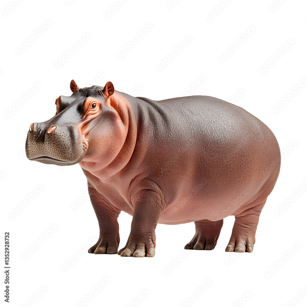Hippopotamus: A large, herbivorous mammal native to sub-Saharan Africa, known for its semi-aquatic lifestyle and barrel-shaped body.