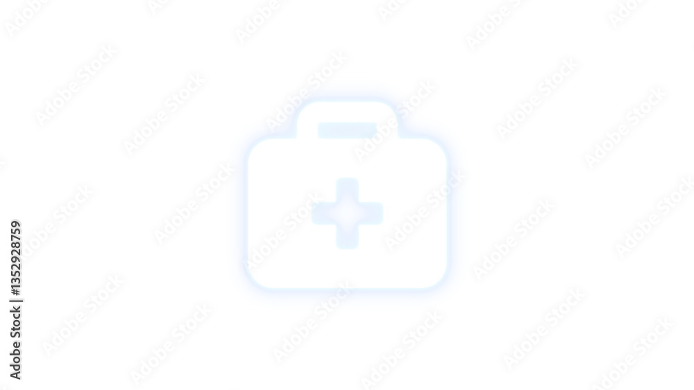 Briefcase medical icon glowing neon on transparent background Briefcase medical icon glowing neon on transparent background