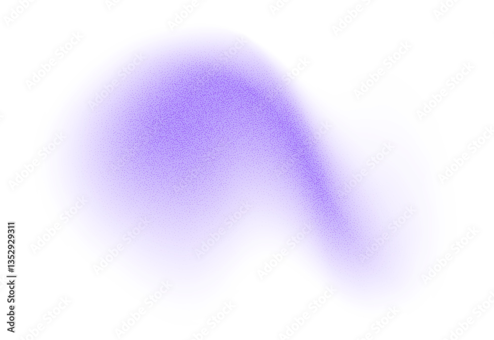 Abstract gradient shape with noise, purple blurred grainy color gradation, vibrant design element. Figure with soft flow effect, isolated on white. Vector illustration.