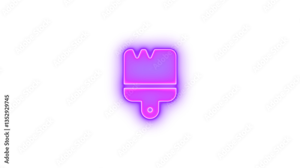 Fototapeta premium Brush icon glowing neon on transparent background