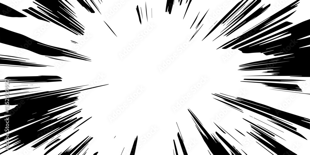 Naklejka premium manga comic motion speed line, zoom and motion effects background isolated on white and black background