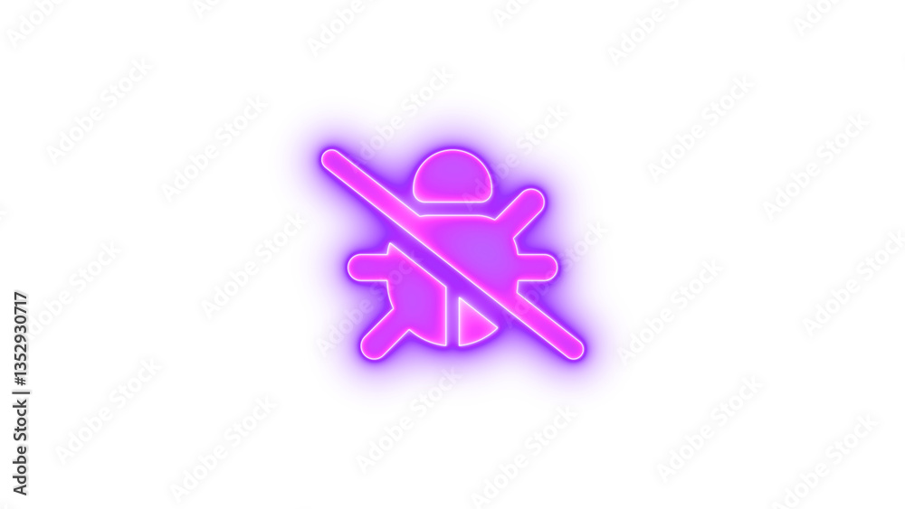 Bug slash icon glowing neon on transparent background Bug slash icon glowing neon on transparent background
