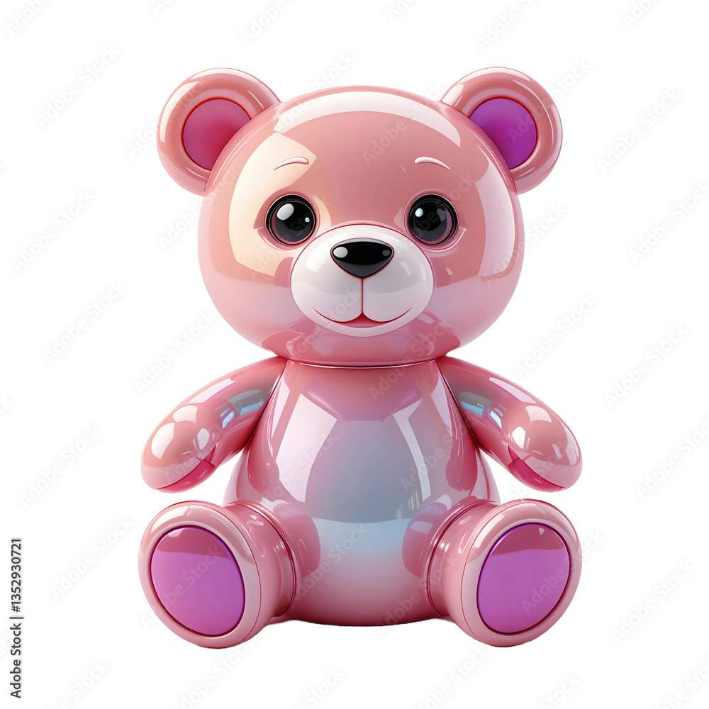 Obraz premium 3D Cute Pink Teddy Bear Toy, Isolated on White Background