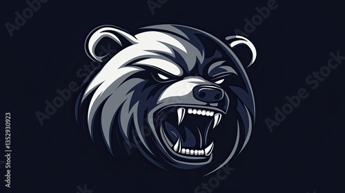 Wallpaper Mural Roaring bear head, dark background, mascot design, vector art Torontodigital.ca