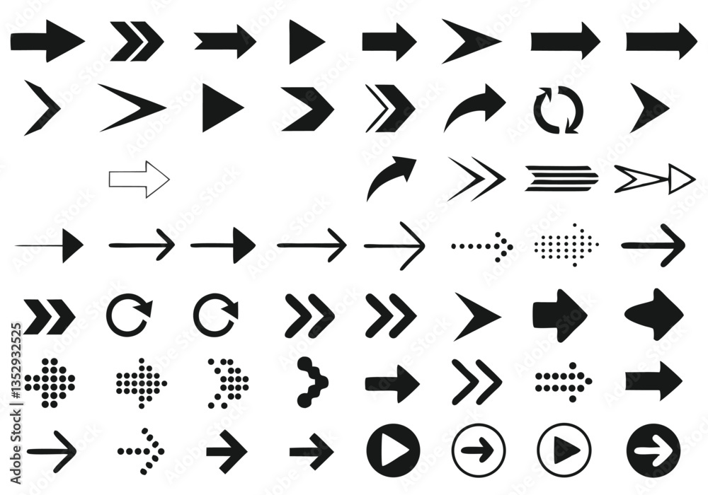 Minimalist Black and White Arrow Icons A Versatile Vector Set for Navigation and UI Design. Vector Art illustration Minimalist Black and White Arrow Icons A Versatile Vector Set for Navigation and UI Design. Vector Art illustration
