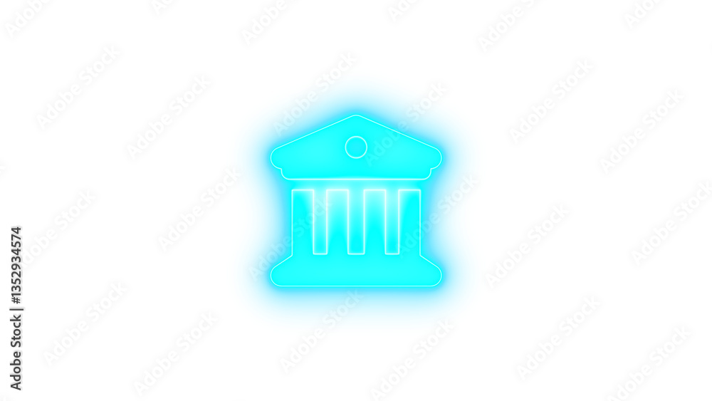 Building columns icon glowing neon on transparent background Building columns icon glowing neon on transparent background
