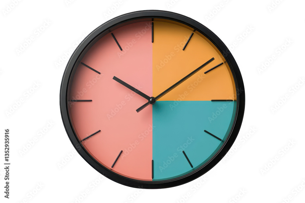 A minimalist clock with a vibrant second hand on a transparent background A minimalist clock with a vibrant second hand on a transparent background