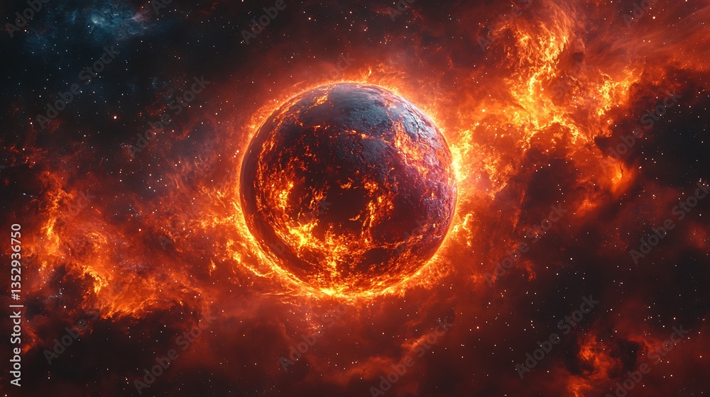 Burning Planet in Space. Burning Planet in Space.