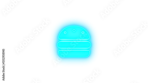 Burger icon glowing neon on transparent background